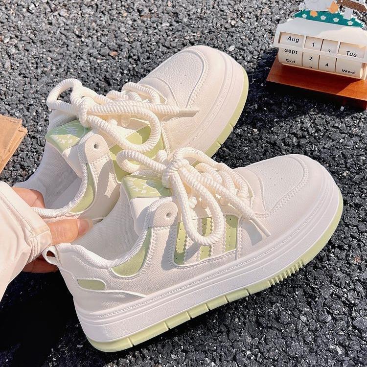 Women's White Shoes with Skirt Spring and Autumn Sneakers Chic Trendy All-Match Niche Platform Sneakers