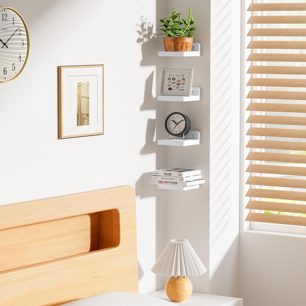 SRIWATANA Wall-Mounted Rack, Wall Shelf, Small Decorative Shelf (White)