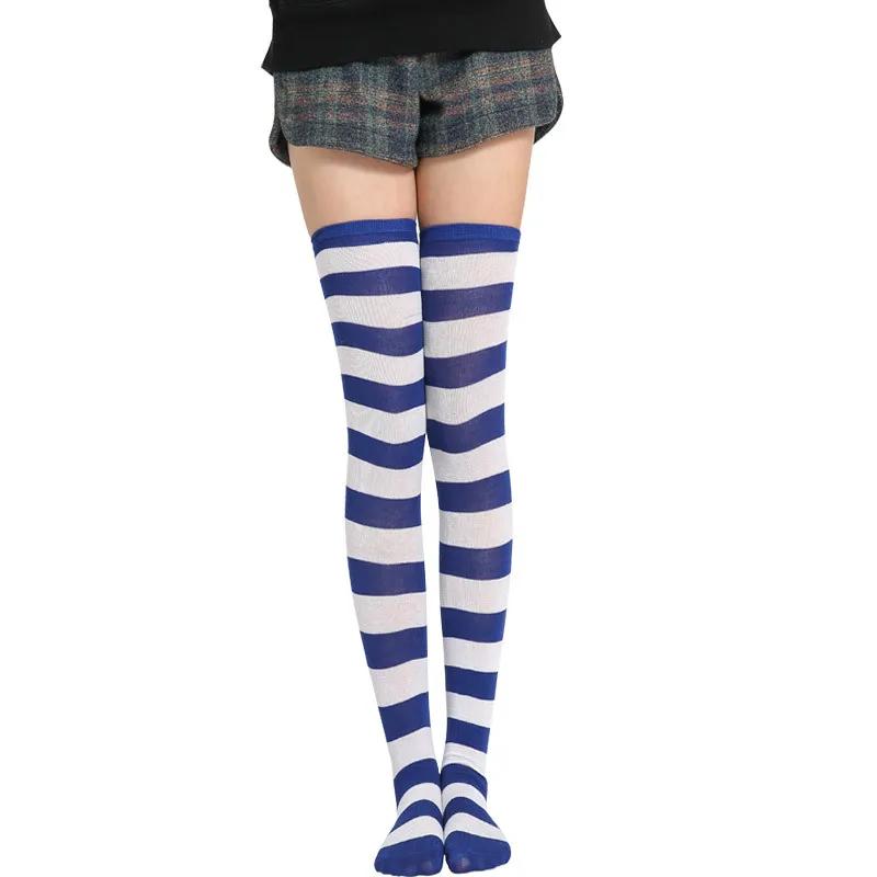New Socks Long Tube Ladies Japanese Blue and White Striped Over-knee Socks Thigh Socks  Thigh High Stockings  Knee High