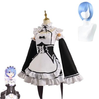 Anime Re:null Kara Hajimeru Isekai Seikatsu Rem Rem Schwarz Cosplay Mädchen Dienstmädchen Outfit Frauen Schürze Kleid Halloween Kostüme