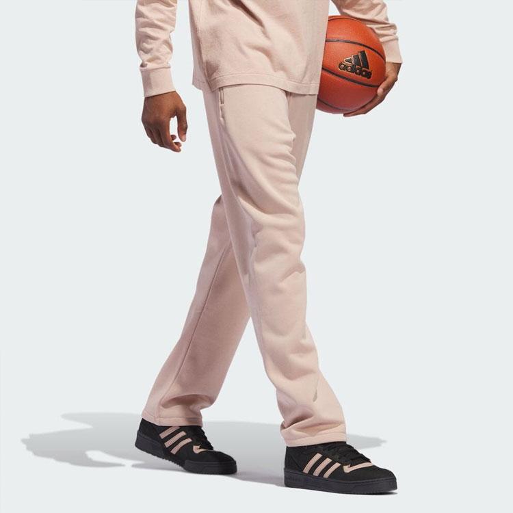 Adidas Solid Color Zipper Straight Leg Casual Knit Sports Pants Unisex Bottoms Pink IM8428