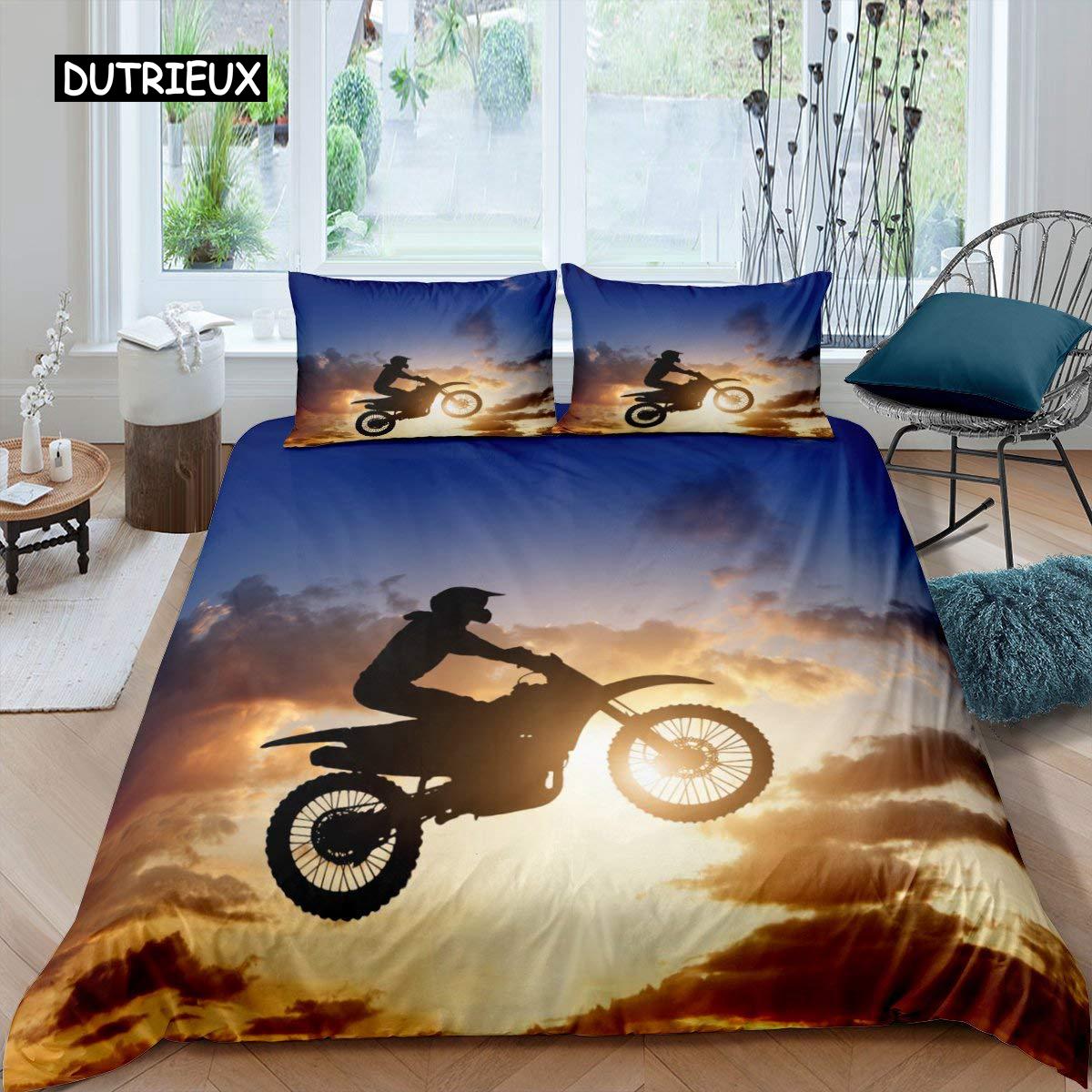 

Комплект постельного белья Dirt Bike Motocross Racing для детей и подростков в экстремальном спортивном стиле из полиэстера Постельное белье Double Queen King EU single(135x200cm)