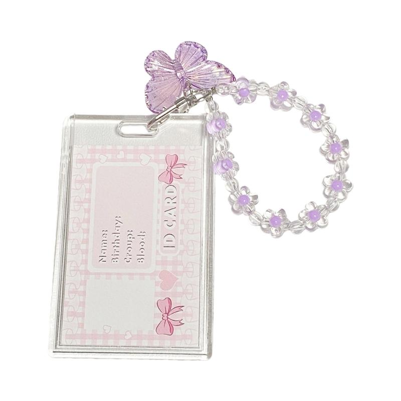 Стильный прозрачный акриловый брелок-бабочка со встроенным держателем для хранения ключей и карт фиолетовый