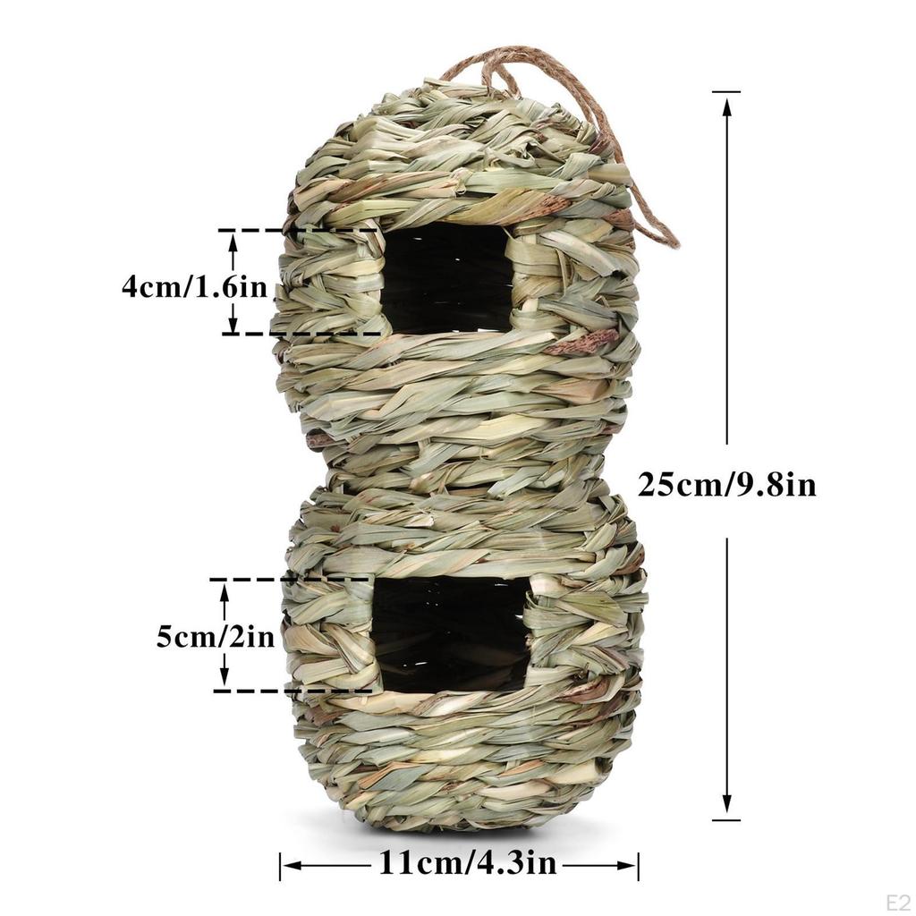 Bird House Grass Hand Woven Cage Shelter Outside Hanging Nest Cozy Resting Place Birdhouse for