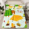 Wild Animal Camping Pattern Bed Hat Four-Piece Bedding Set Bedroom Dormitory Bedding Decoration
