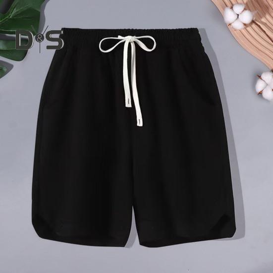 

Мужские летние шорты со средней посадкой, повседневные шорты с регулируемым шнурком, прямые широкие брюки, однотонные спортивные шорты свободного покроя L хаки