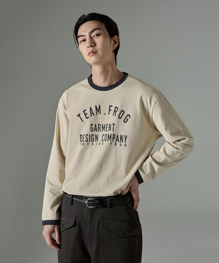 OUTSIDE FROG Team.Frog Long Sleeve Ringer Tee (Cream)