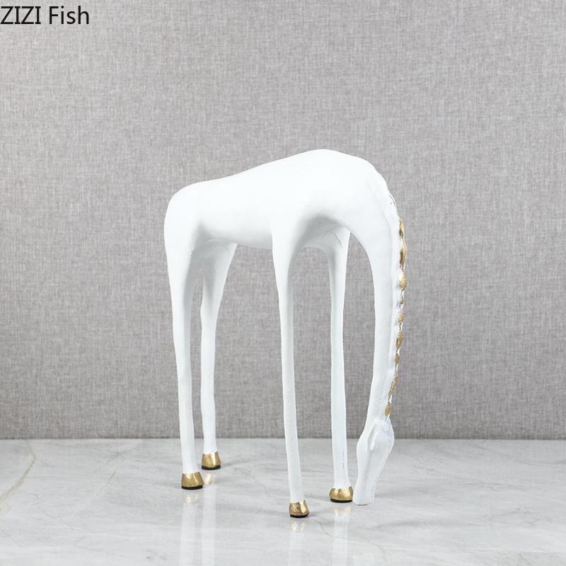 Creative Long Necked Horse Statue Desk Decoration Minimalist Horse Sculpture Metal Crafts Ornaments Room Aesthetic Decor