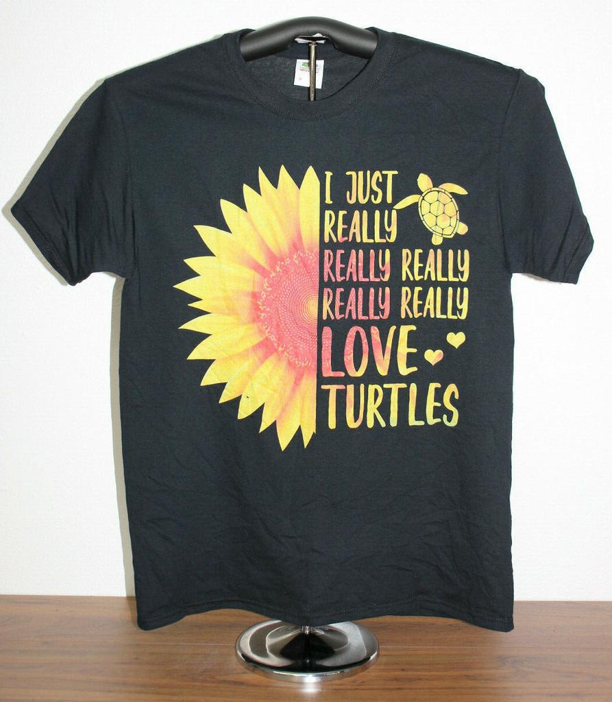 I JUST REALLY...REALLY LOVE TURTLES T-Shirt Medium, Black
