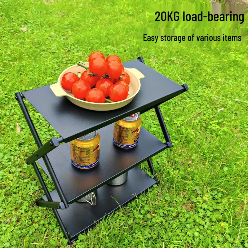 Tragbarer Outdoor Klapp-Mehrschicht-Picknicktisch & Lagerregal