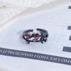 Dark Series Personality Trendy Cool Love Open Ring Irregular Inlaid Zircon Punk Retro High Sense Ring Woman