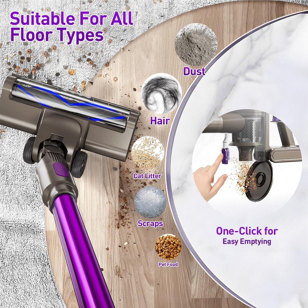 Cordless Stick Vacuum Cleaner 38KPA 50Mins 2200mAh Lightweight for Home Pet Hair Carpet Hard Floor