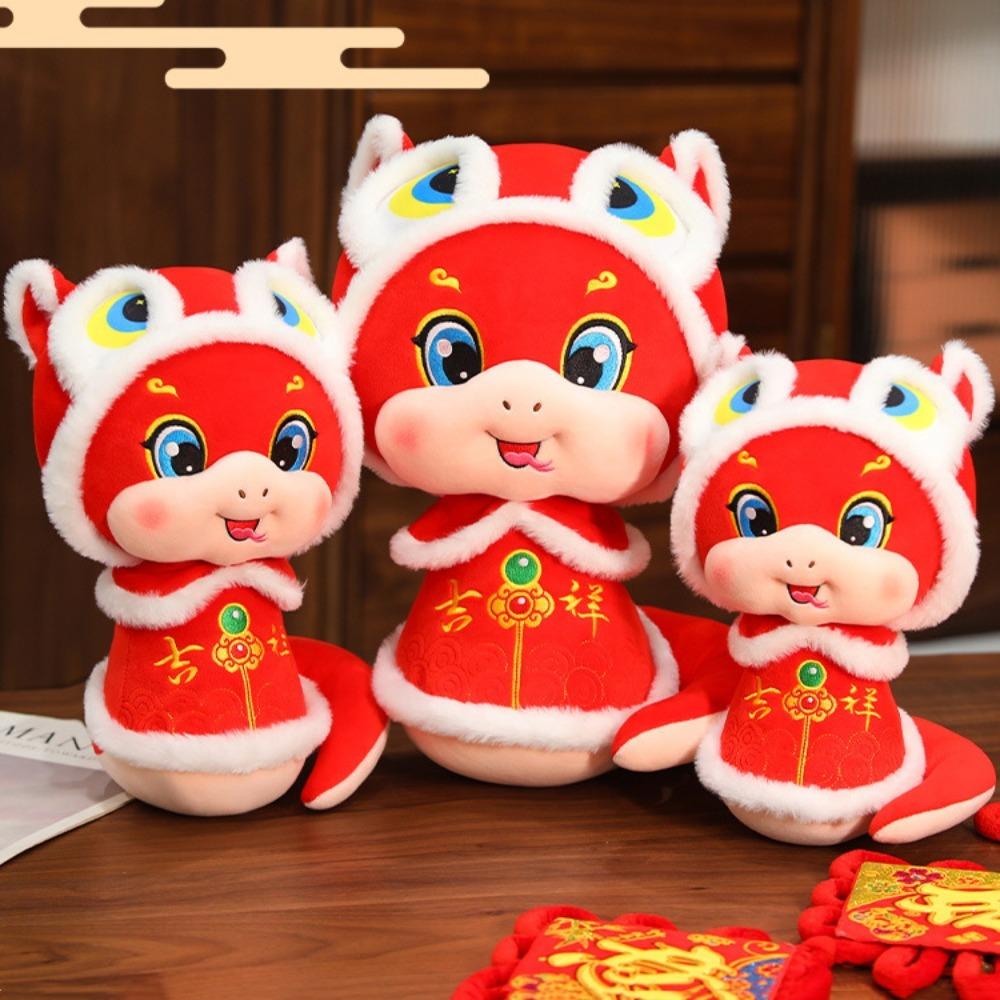 Stuffed Animal Snake Year Mascot Toy PP Cotton Lucky Snake Doll Plushies  Home Decor