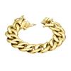 21mm Heavy Thick Stainless Steel Cuban Link Bracelet 14K PVD Gold Plated High Polished Hip Hop Jewelry for Men