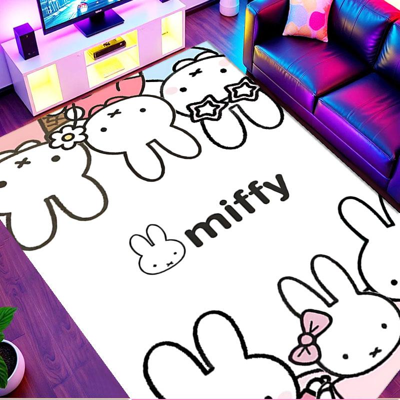 Miffy Print Rug, Washable Floor Carpet, For Entryway Dorm Laundry Room Office Study, Home Decor Birthday Christmas Gift