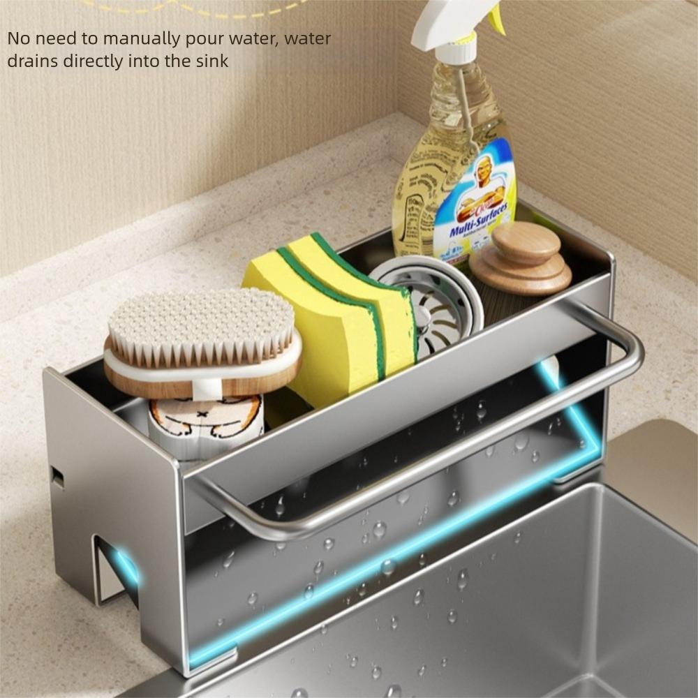 Space-Saving Sink Organizer with Drain Tray Kitchen Countertop Storage Holder  Kitchen Use