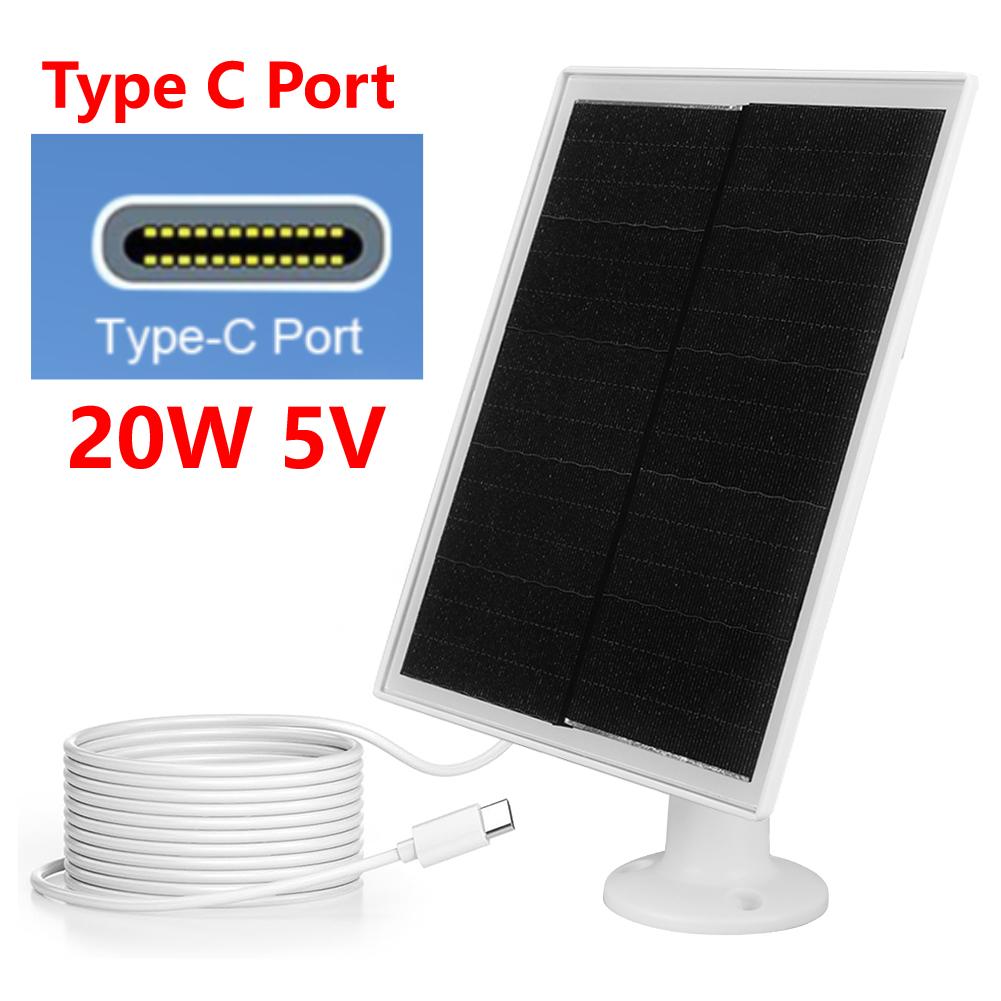 10W/20W 5V Solar Panel Outdoor Solar Cells Charger USB/Type-C Solar Panels Waterproof Solar Cells Charger for Security Camera