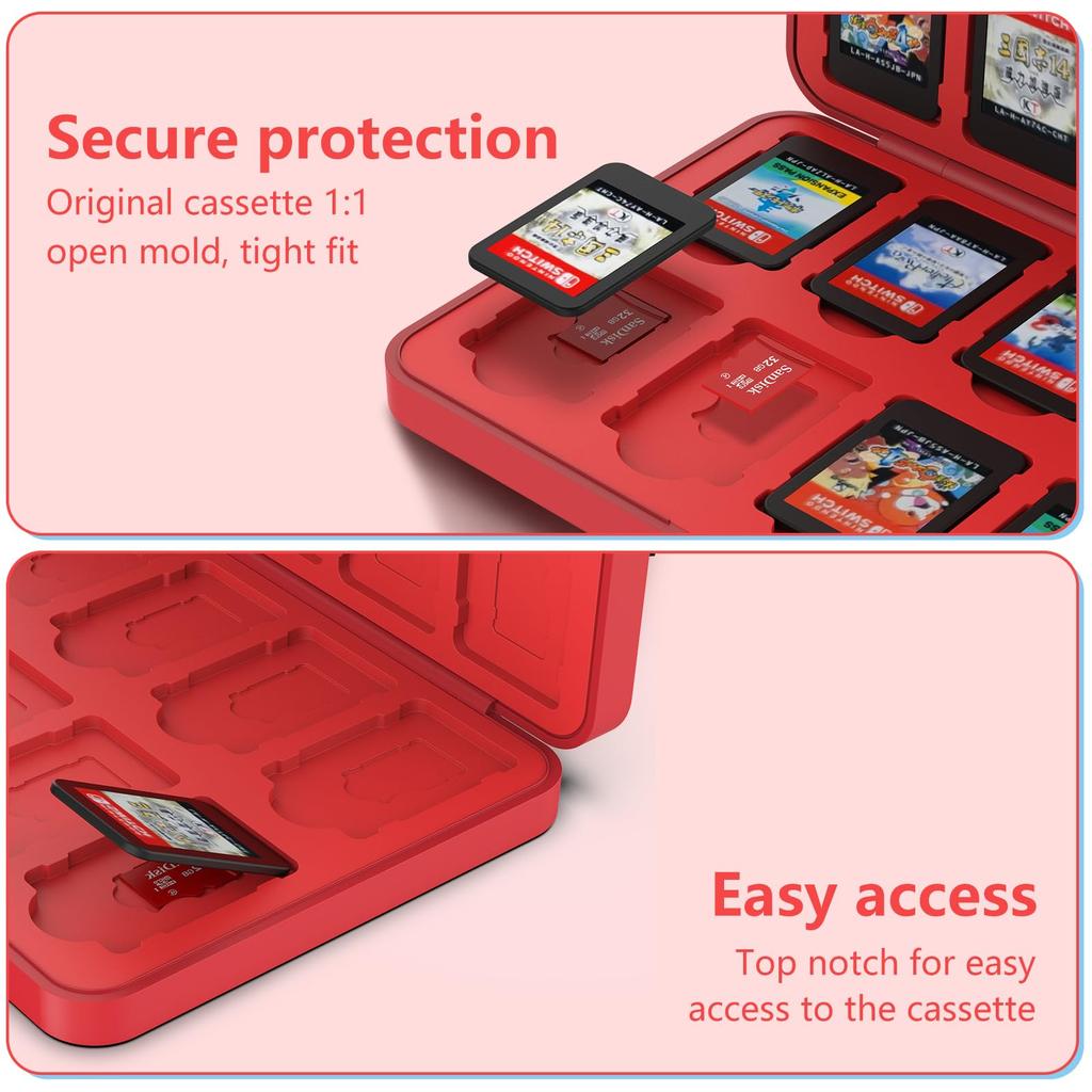 GeeRic Game Card Storage Soft Case for Switch and Switch Holds 24 Micro SD and 24-Piece Box, Switch, Lite, OLED, Cards, Compact, Slim, Lightweight,