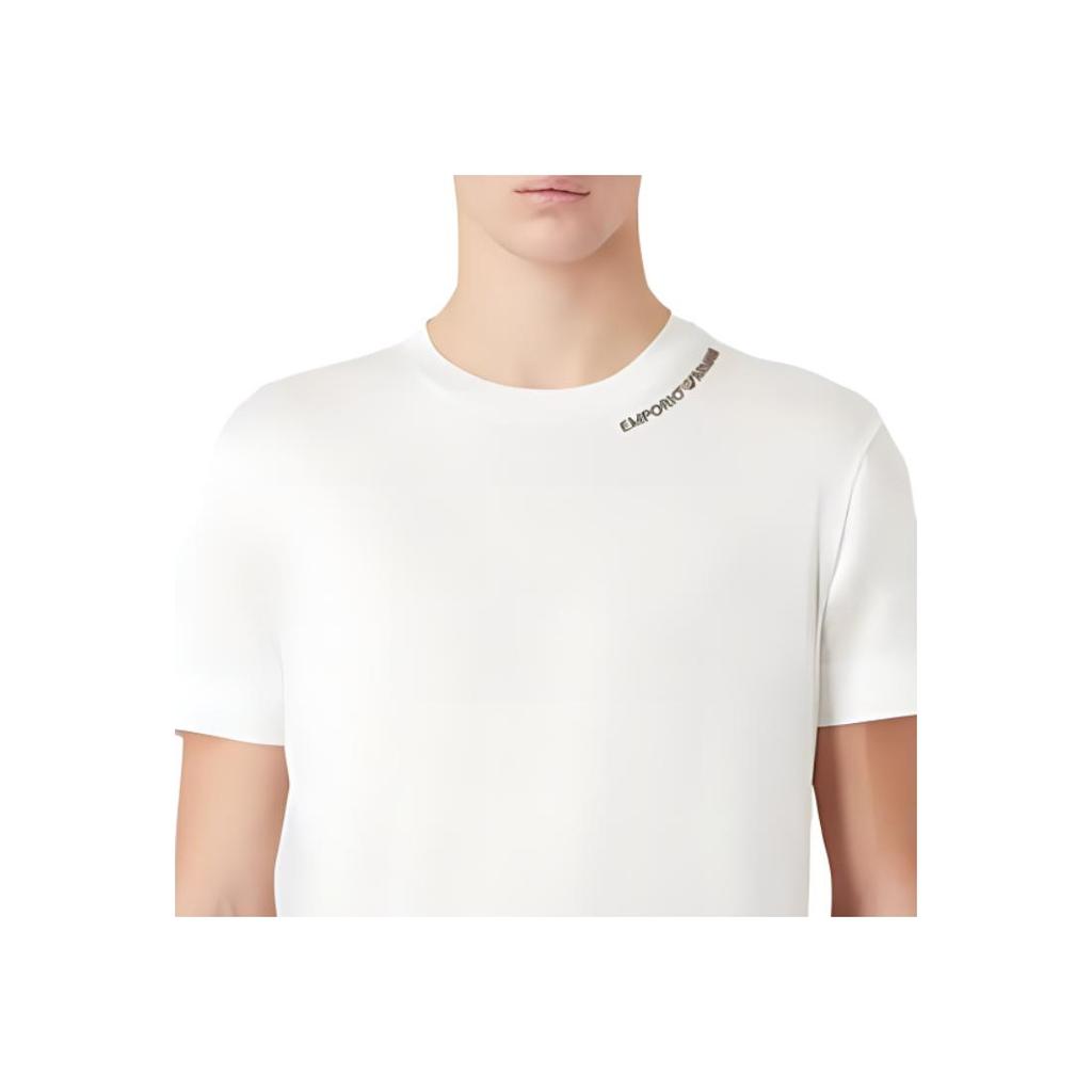 Emporio Armani Ss22 Solid Color Round Neck Letter Print Short Sleeve T-Shirt Men Tops White 3R1TT4-1JUVZ-0101