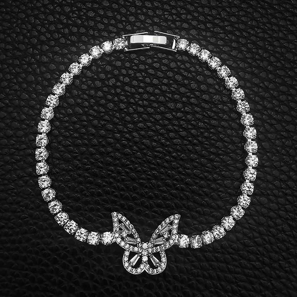 

High-End European & American Butterfly Element Bracelet - Ins Style Hot-Selling Design S7059 White 17cm Length