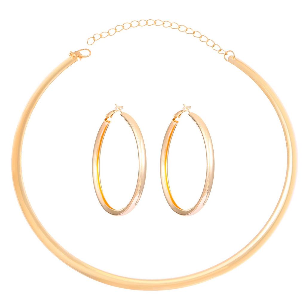 Stylish Minimalist Choker & Earrings Set for Women - European & American Design