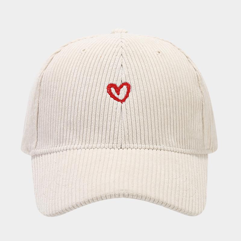 New Little Love Embroidered Corduroy Baseball Cap Spring and Autumn Women's Korean Fashion Simple Sun Hat Outdoor Casual Caps