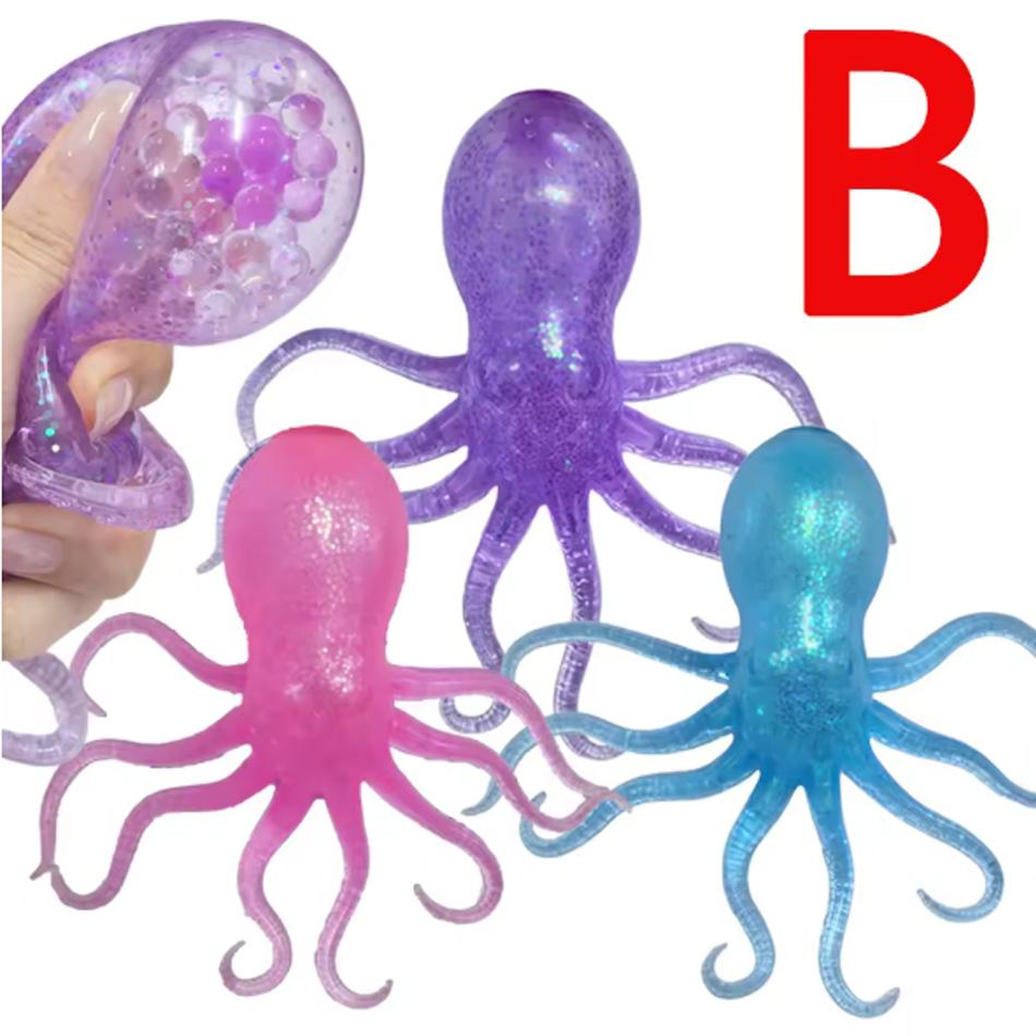 Glitzer Kraken Taba Squishy Zucker Stressball für Kinder Niedliche Tiere Knet-Fidget-Spielzeug Squishy Ozean Sensorisches Dekompressions-Geschenk