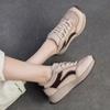 Johnature Genuine Leather Sneakers Plush Warm Cotton Shoes Retro Versatile Casual Women's Shoes