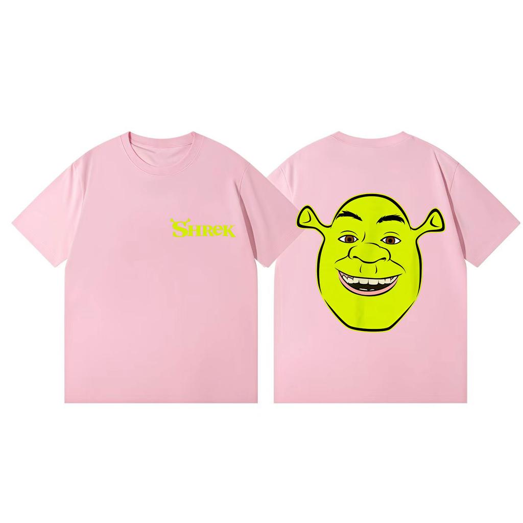 T-shirt Grafiche Divertenti Meme Faccia Grande Sorridente di Shrek Unisex Abbigliamento Donna Harajuku Magliette a Fumetti Estive Casual Ampie Magliette in Cotone