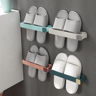 Wall Mounted One Piece Shoe Rack Bathroom Slipper Shelf No Punching Space Saving Shelf Bathroom Hanging Holder ARI