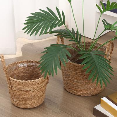 Planter Basket with Handles Indoor Rattan Woven Outdoor Plants Planter Pot Home Living Room Balcony
