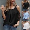 Women's Fashion Loose  Lace Hollow Sleeve Sling T-shirt Top Blouse