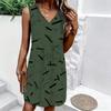 Plus Size V Neck Sleeveless Mountain Waterfall Among Bamboo Trees Print For Natural Summer Outfit