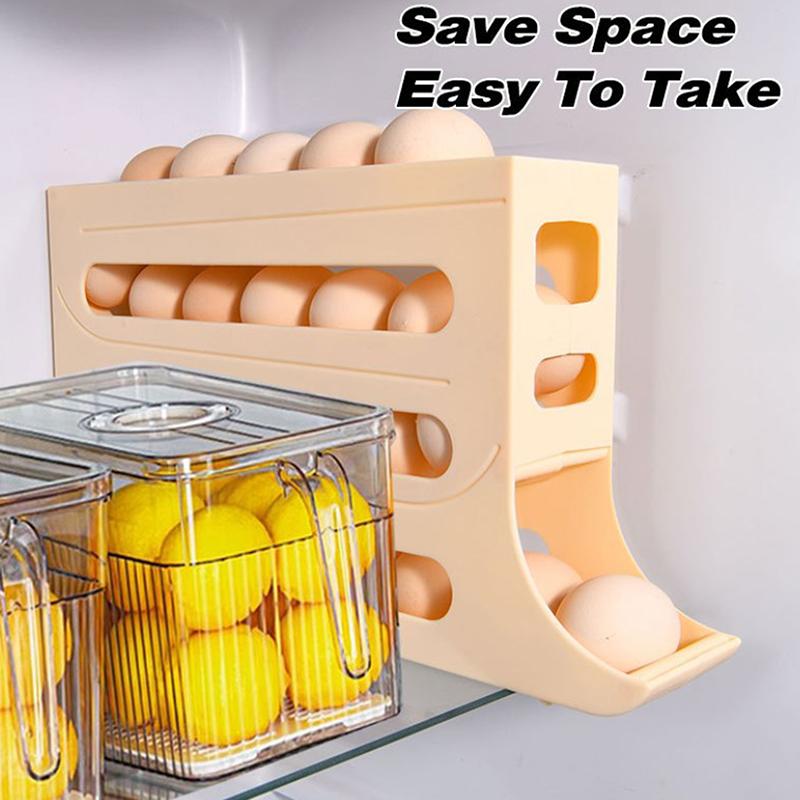Automatycznie Przewijany Stojak na Jajka Uchwyt Pudełko do Przechowywania Koszyk na Jajka Pojemniki na Żywność Pojemnik na Jajka Uchwyt Organizer do Przechowywania w Lodówce
