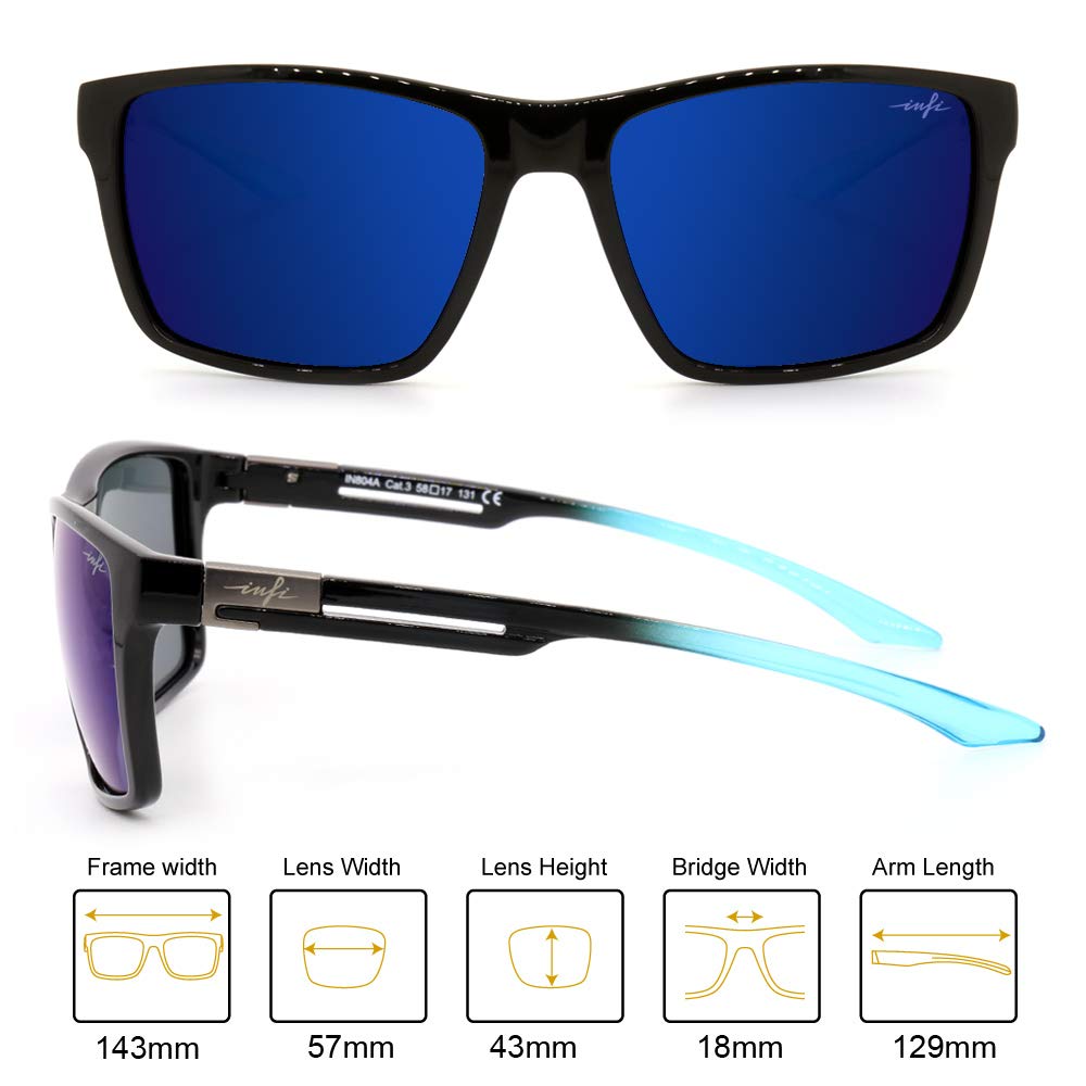 Polarized Sunglasses for UV Gradient Black Blue Mirror Designer Model [INFI] Fishing, Driving, Sports, Running, Protection, Men's & Women's, Frame,