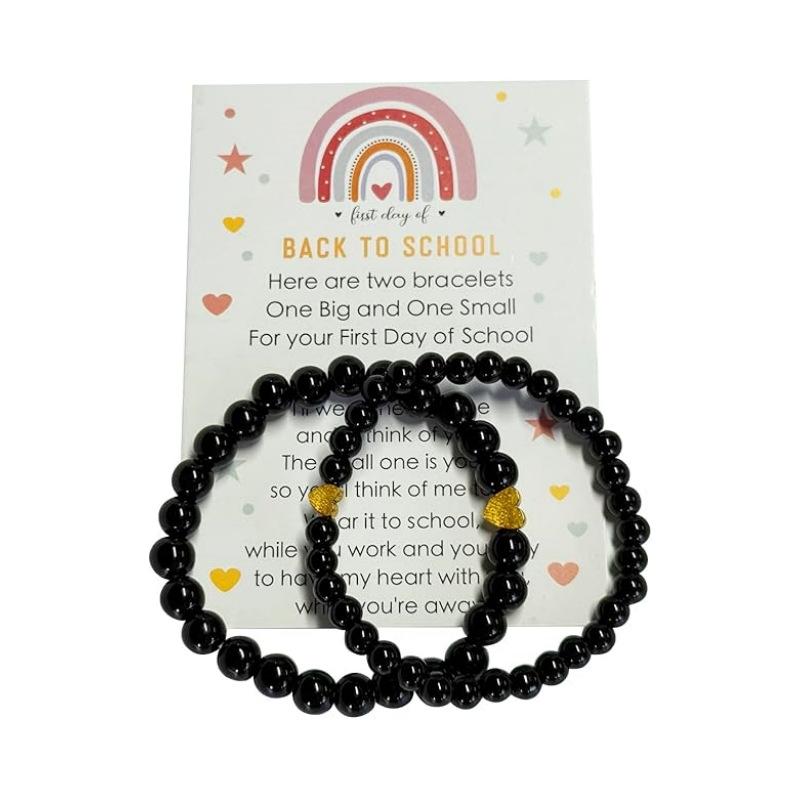 JYL TS Bracelet Parent-Child Elastic  Gold Heart Pendant Fosters Family Harmony