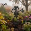 Garden Stakes for Flower Beds Halloween Skeleton Stake, Metal with Bat Spider Yard Art Fun Lawn Ornaments Black Silhouette Decoration Bed Shaped