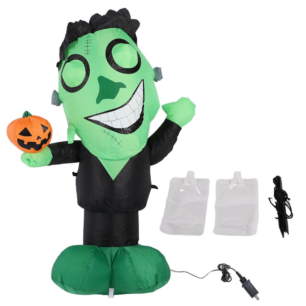 3.9ft Inflatable Green Monster with Pumpkin Big Eyes LED Lights Outdoor Yard Garden Lawn Holiday