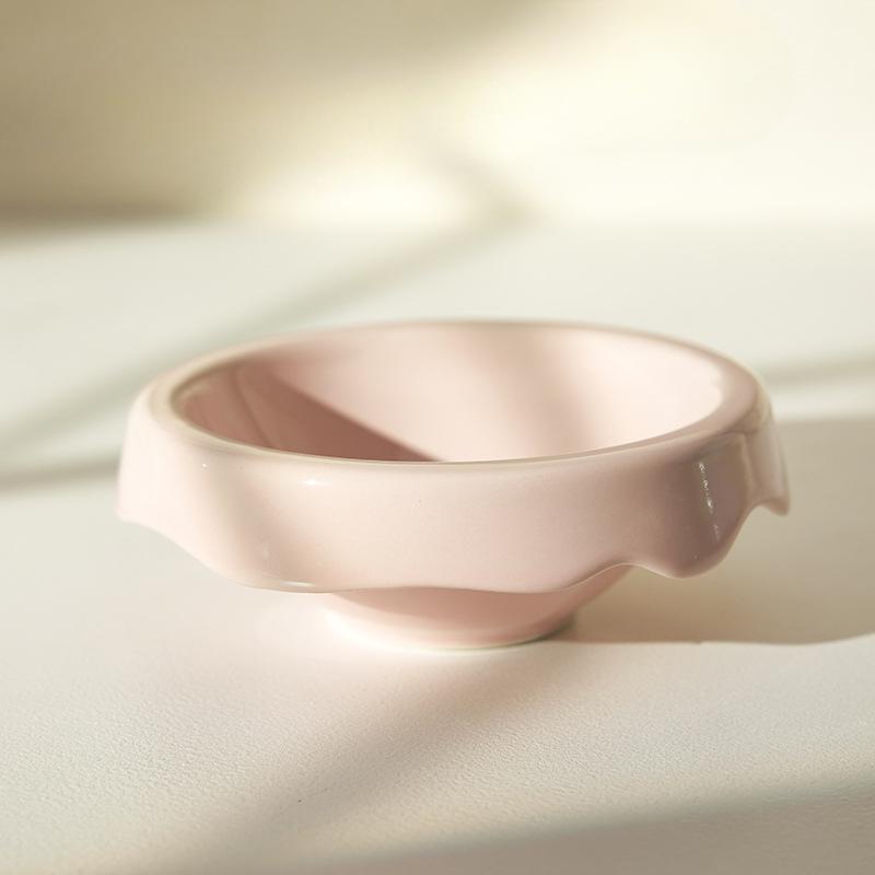Ceramic Cat Bowl Pet Bowl Ice Cream Bowl Tall Foot Slant Mouth Neck Protector To Prevent Overturning Cat Food Bowl Drinking Bowl Dog Bowl