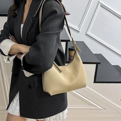 New Fashion Casual Armpit Bag Portable Shoulder Bag Large Capacity Solid Color Dumpling Bag Women
