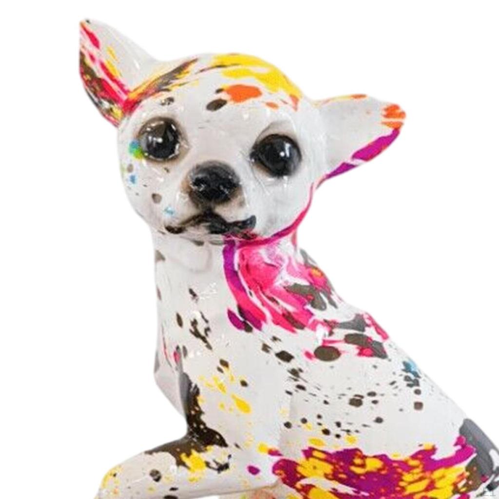 Colorful Chihuahua Sculpture: Modern Dog Figurine for Home Display