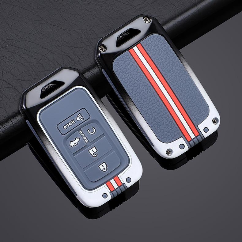 5Botton Metal Car Key Cover Fob Case Shell For Honda Civic Crv Hrv Accord Pilot Fit Freed Vezel Odyssey