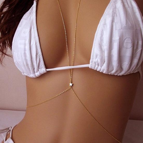 Women Crossover Star Harness Bikini Body Belly Waist Necklace Chain Jewelry