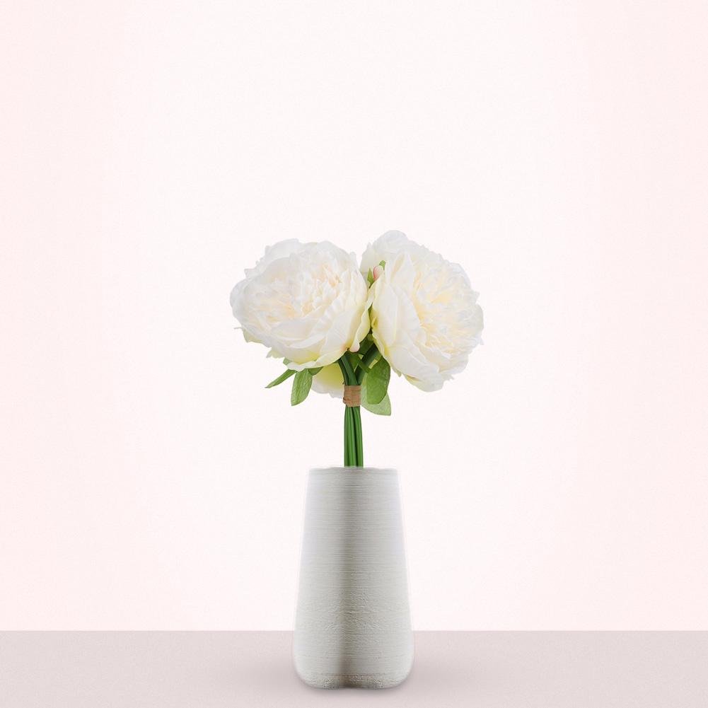 Artificial Flower Peony Fake Peony Artificial Peony Silk Peony Wedding Bouquet(White)