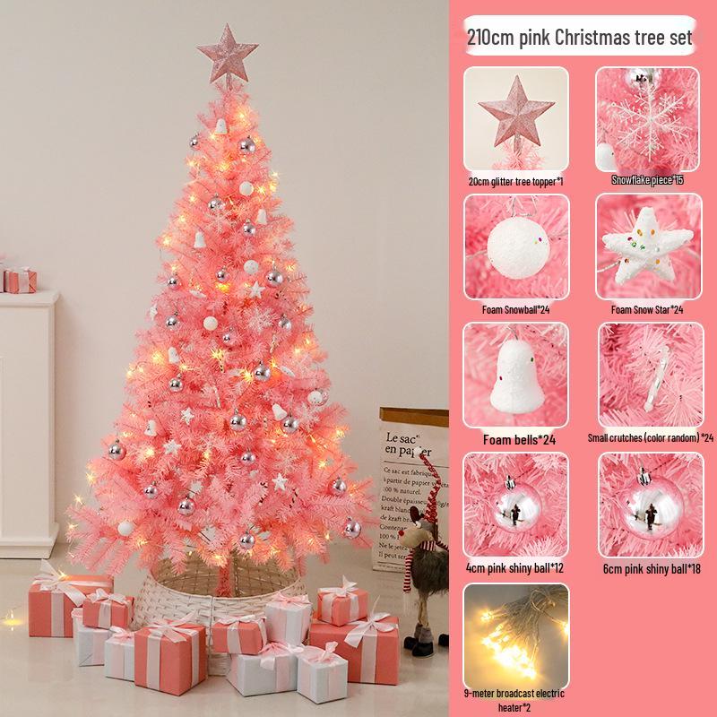 Pink Christmas Tree Decoration Set: 1.5/1.8/2.1 Meter Ornaments for Shopping Malls