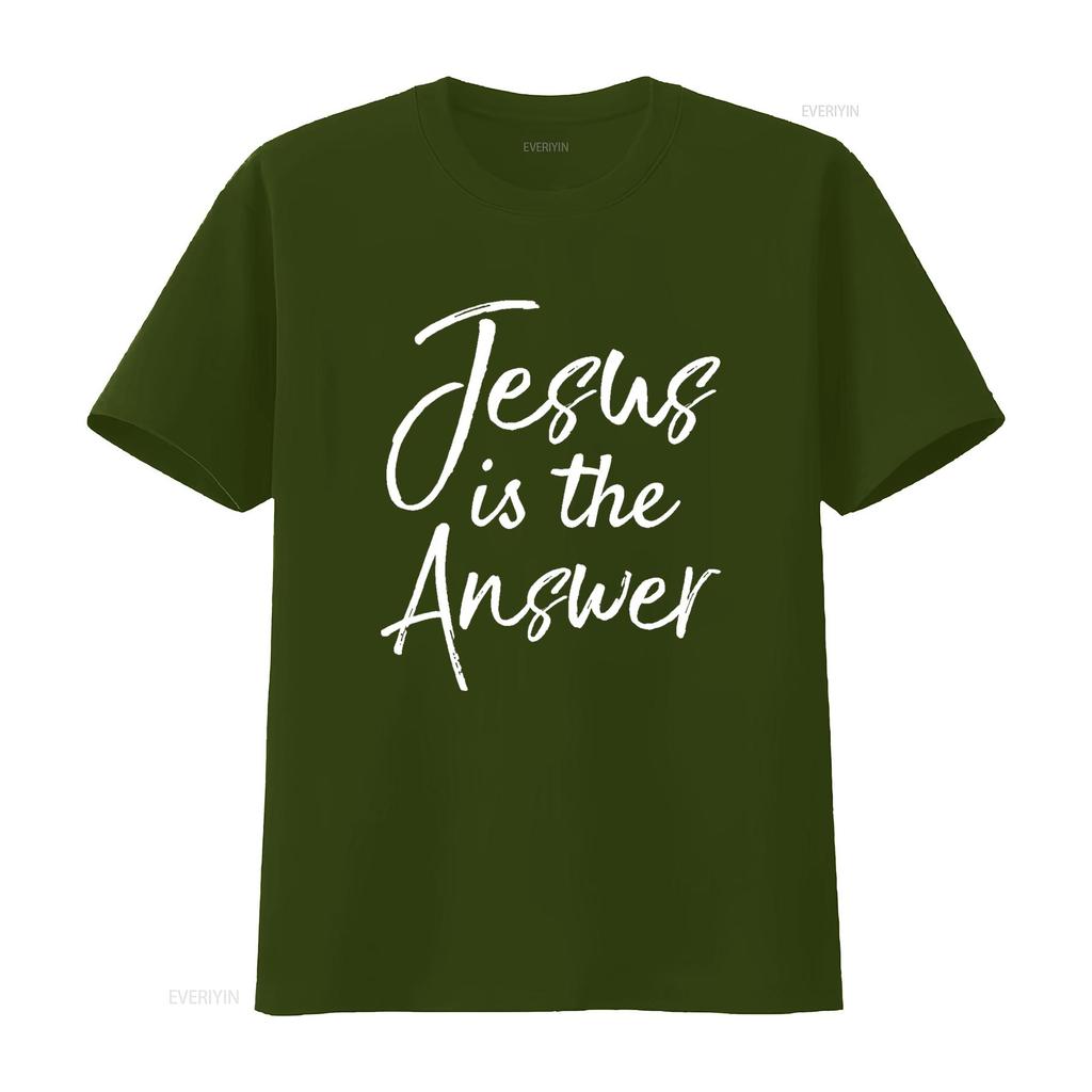 Christian Quote for Women Cute Jesus Is the Answer T Shirt Black X Large Vintage Washed Streetwear Comfortable