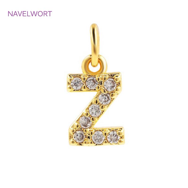 Luxury 18K Gold Plated Brass Inlaid Zircon 26 Letters Pendant Charms For Necklace Earring jewelry Making DIY Jewelry Accessories