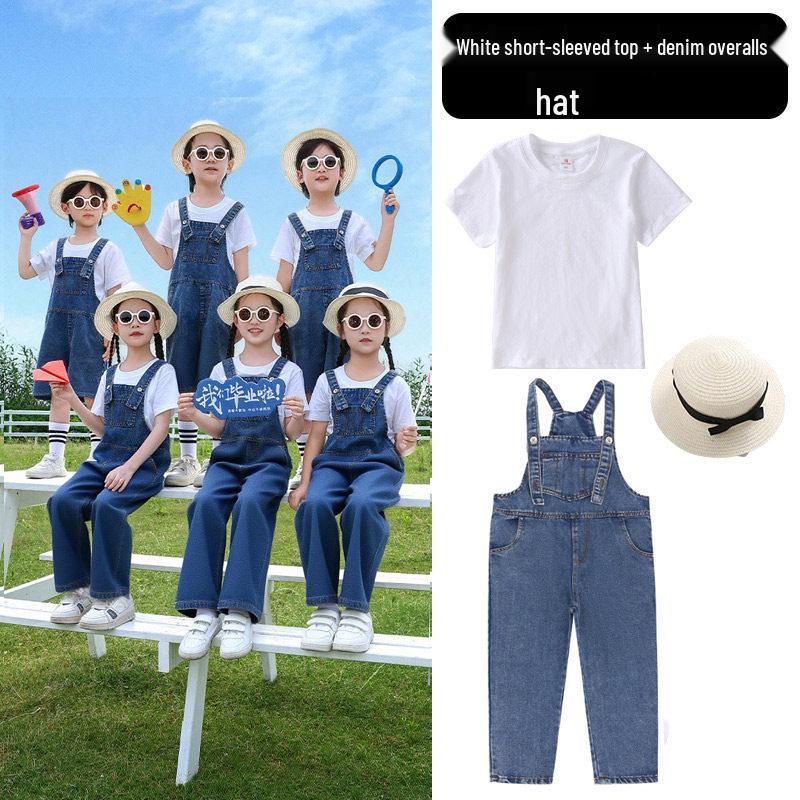 Children's Denim Overalls: Graduation & Sports Meet Uniform for Kindergarten & Primary