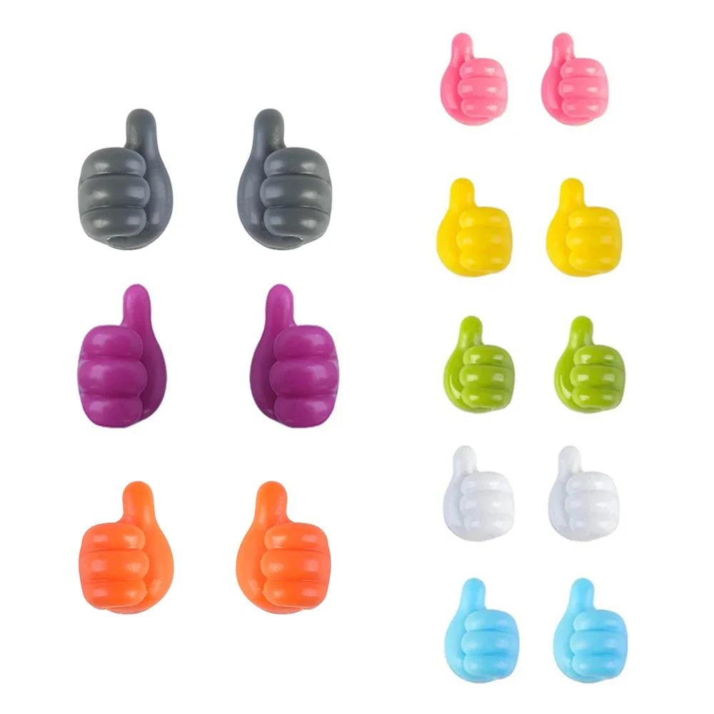 2pcs Hand-shaped Rubber Holder Multifunctional Self Adhesive Mini Hook for Car Wire Data Line Glasses Keys Tower Organizer Hooks