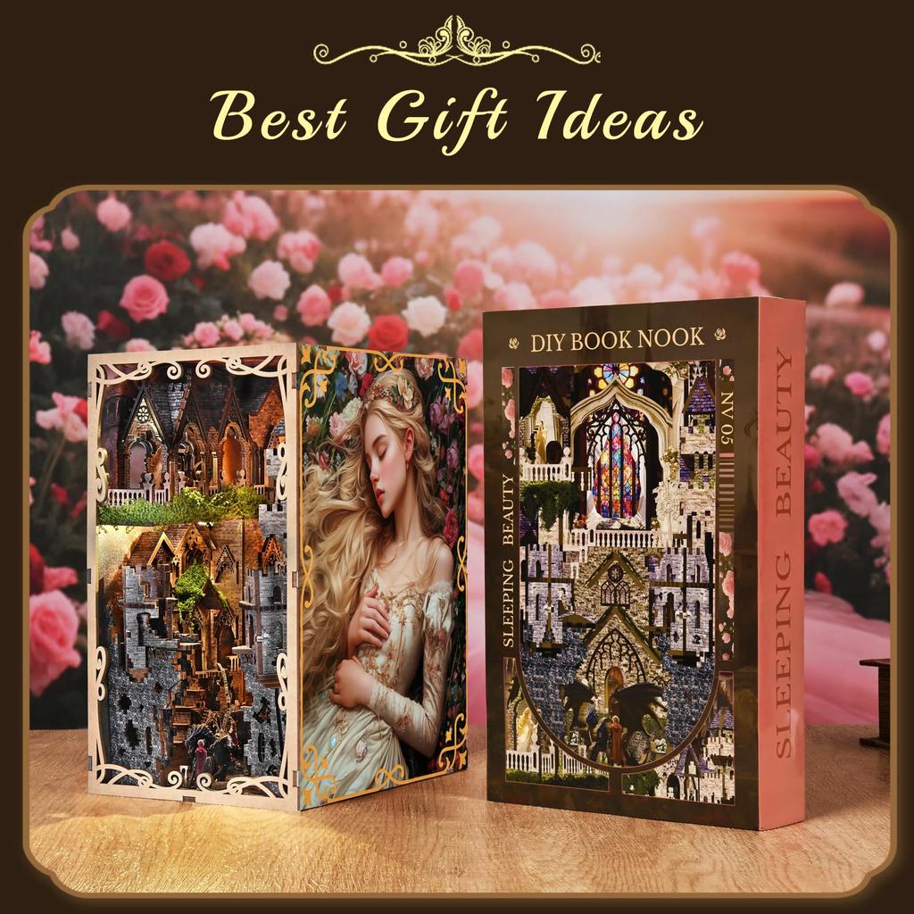 MiniCity DIY BookNook Kit Dollhouse Kit Miniature House Kit BookNook Suitable for and Birthday Collectible with LED Light - - - - Beginners,